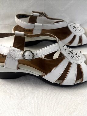 Clarks Bendables White Leather Slingback Comfort Sandals Women's Size 10M